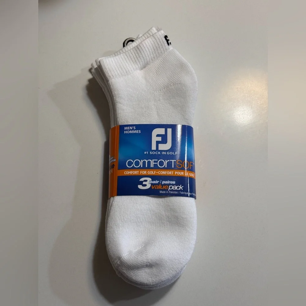 FootJoy FJ Men’s ComfortSOF 3 Pair Pack White Sport Size 7-12 US / 6-11 UK NWT - Picture 1 of 4